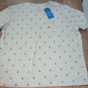 Nautica Men's Anchor Patterned Light Gray Tee